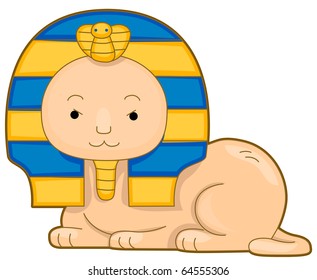 Illustration of a Cute Sphinx Smiling Contentedly