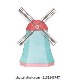 Illustration of a cute spinning windmill