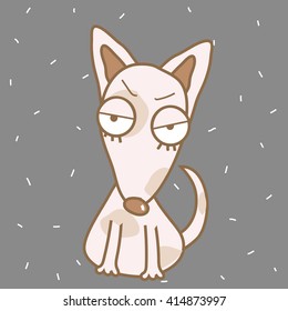 Illustration cute spotted dog angry. 