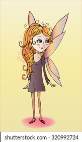 Illustration of a cute spring fairy. Magical doll.