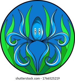 Ilustración de un calamar lindo. Se puede usar para hacer carteles o afiches, o para diseñar ropa, gafas de bebida, colgaduras en las paredes y otros.