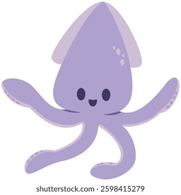 illustration of cute squid suitable for sticker, clipart and others
