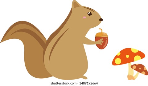 
Illustration of cute squirrel.
Acorn.mushroom.