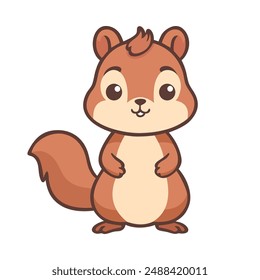 Illustration of a Cute Squirrel Standing