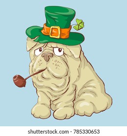 Illustration of a cute St. Patrick s Day funny smiling dog