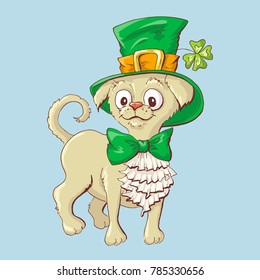 Illustration of a cute St. Patrick s Day funny smiling dog