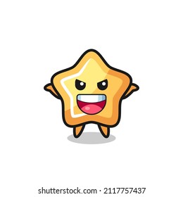 the illustration of cute star doing scare gesture , cute style design for t shirt, sticker, logo element