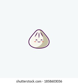 Illustration of Cute Steamed Bun Icon - Smiley Emoji Icon Set, Vector Cartoon Illustration.