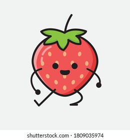 Eine Illustration von Cute Strawberry Mascot Vektor-Charakter