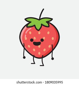 An illustration of Cute Strawberry Mascot Vector Character