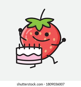 An illustration of Cute Strawberry Mascot Vector Character