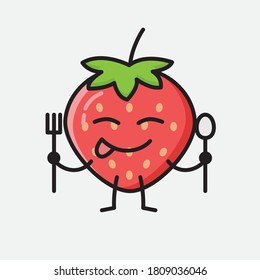 An illustration of Cute Strawberry Mascot Vector Character