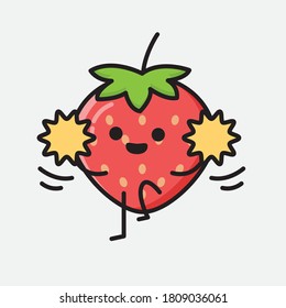 An illustration of Cute Strawberry Mascot Vector Character