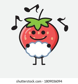 An illustration of Cute Strawberry Mascot Vector Character