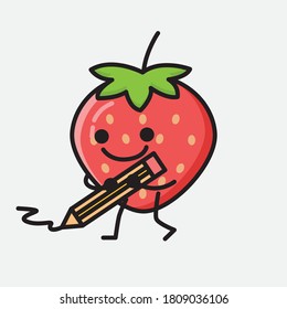An illustration of Cute Strawberry Mascot Vector Character