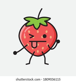 An illustration of Cute Strawberry Mascot Vector Character