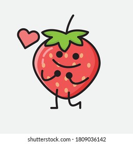 An illustration of Cute Strawberry Mascot Vector Character