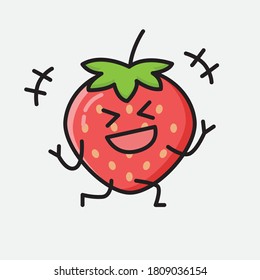 An illustration of Cute Strawberry Mascot Vector Character