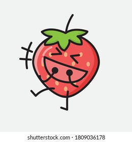 An illustration of Cute Strawberry Mascot Vector Character