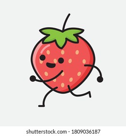 An illustration of Cute Strawberry Mascot Vector Character