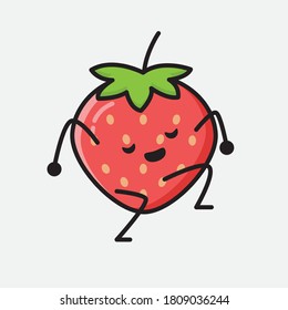 An illustration of Cute Strawberry Mascot Vector Character