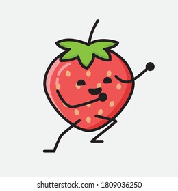 Eine Illustration von Cute Strawberry Mascot Vektor-Charakter