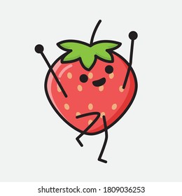 An illustration of Cute Strawberry Mascot Vector Character