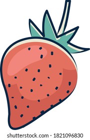 ilustración de fresa linda con sombras y contornos