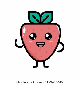 ilustración del diseño de vectores de fresa lindo