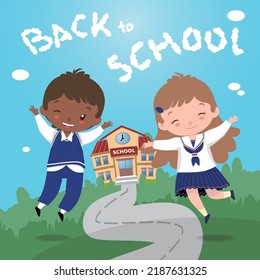 Illustration of cute student in uniform going back to school