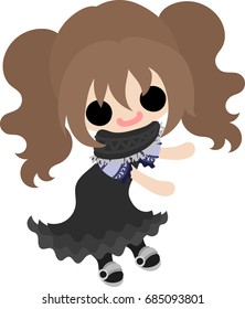 The illustration of cute stylish girl