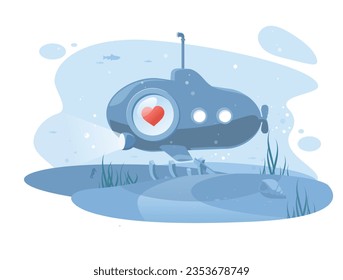 Ilustración de un lindo submarino