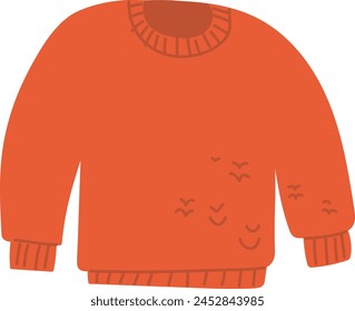 Illustration of a cute sweater made of red knit material