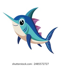 Illustration of Cute Swordfish animal on white