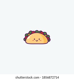 Illustration of Cute Taco Icon - Smiley Emoji Icon Set, Vector Cartoon Illustration.