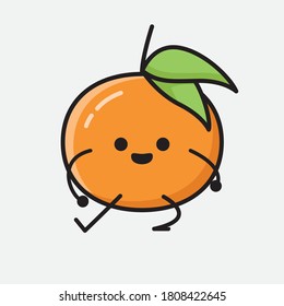 Ilustración del carácter de vector de frutas de mandarina pura