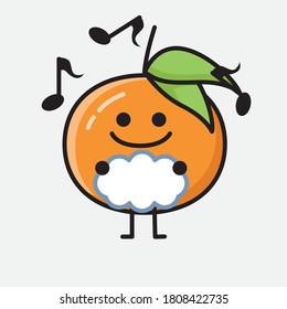 Ilustración del carácter de vector de frutas de mandarina pura