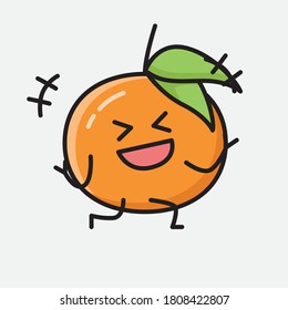 Ilustración del carácter de vector de frutas de mandarina pura