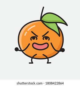 Ilustración del carácter de vector de frutas de mandarina pura