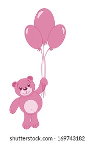 Illustration of cute Teddy Bear with balloons. For a boy - blue - Wall decal
