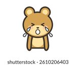 Illustration of a cute teddy bear crying