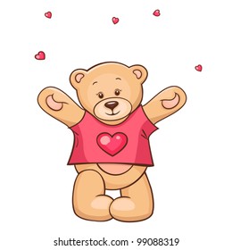 Illustration of cute Teddy Bear in heart t-shirt.