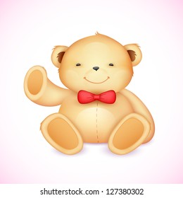 ilustración de un oso de peluche lindo ondeando la mano