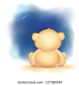 illustration of cute teddy bear waving hand