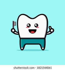 illustration of cute teeth character