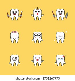 Illustration of Cute Teeth Design Set Vector