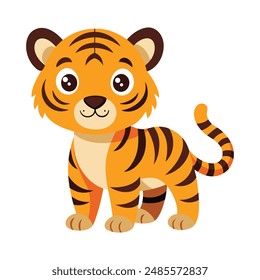 Illustration of Cute Tiger animal on white