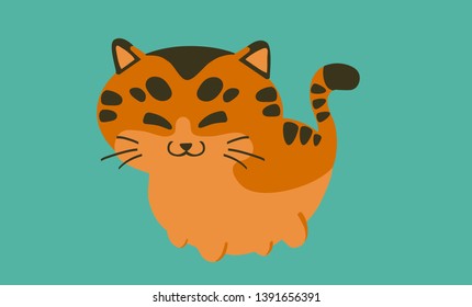 illustration of cute tiger cat - Vector