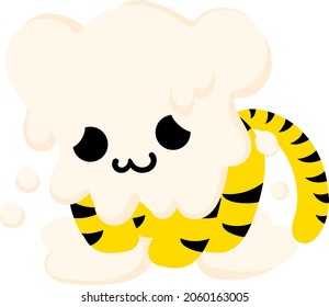 Illustration of a cute tiger that became muddy with cream