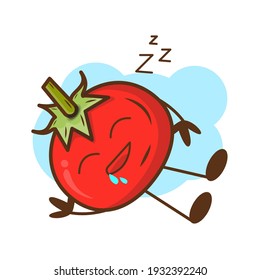 An illustration of cute tomato sleeping. Illustration character kawaii cartoon.